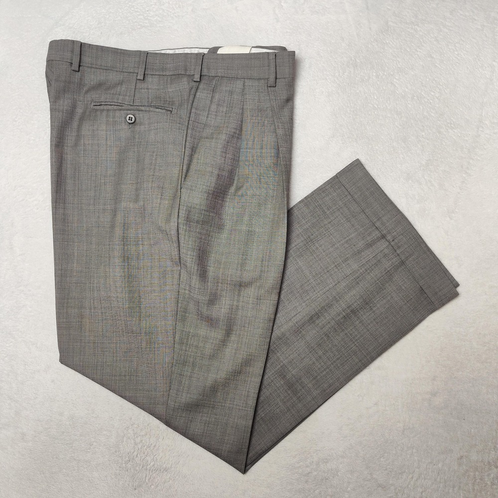 Zanella Pants Mens 38x30 Gray Bennett Tweed Wool Classic Dress Slacks Suit Italy